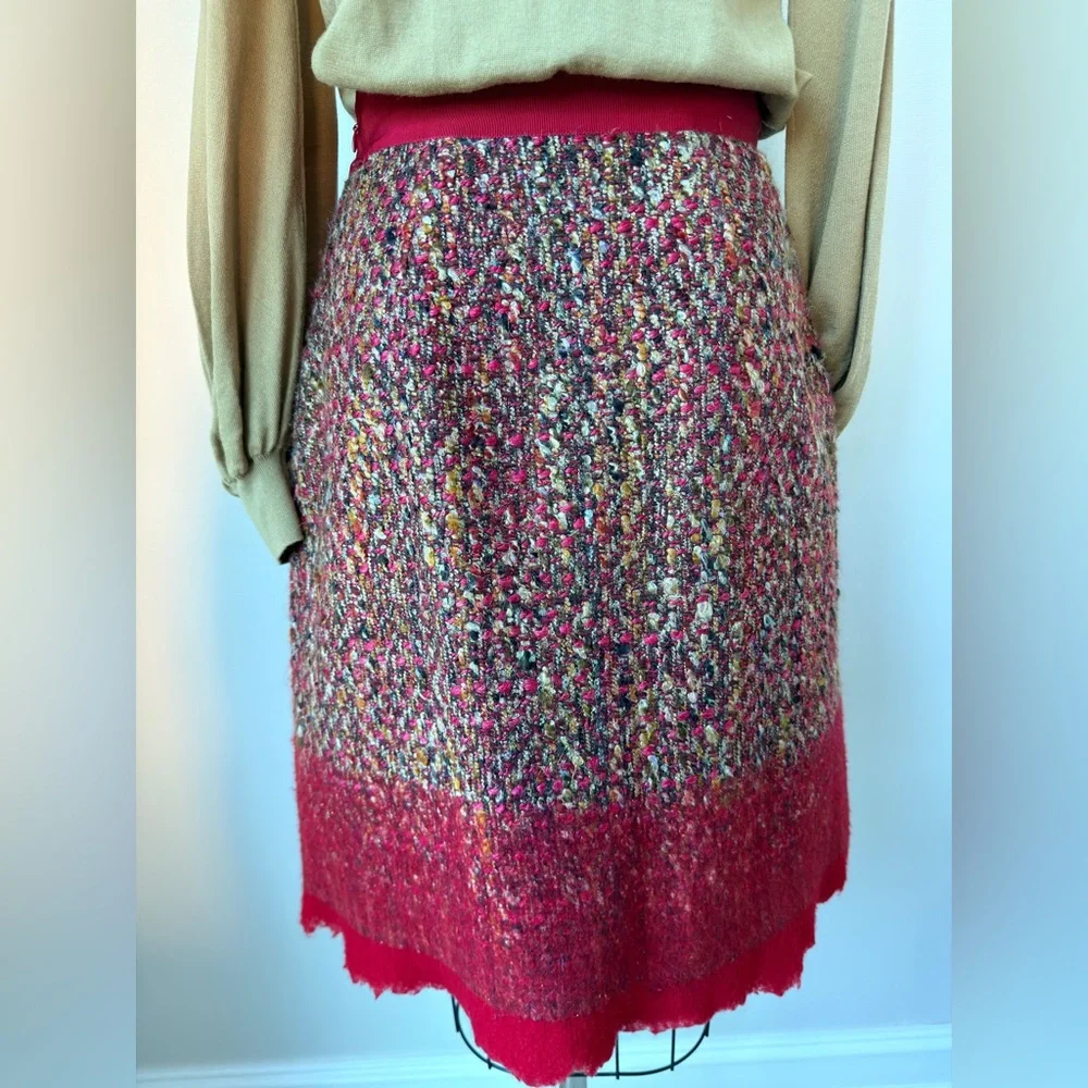 Alberta Ferretti Multicolor Tweed A-Line Skirt USA size 4
